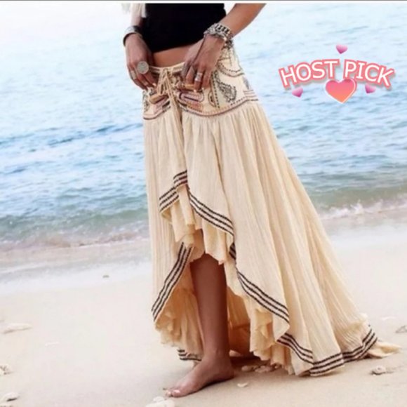 Free People !!RARE!! Rises In the East High Low Maxi Skirt - Picture 1 of 14